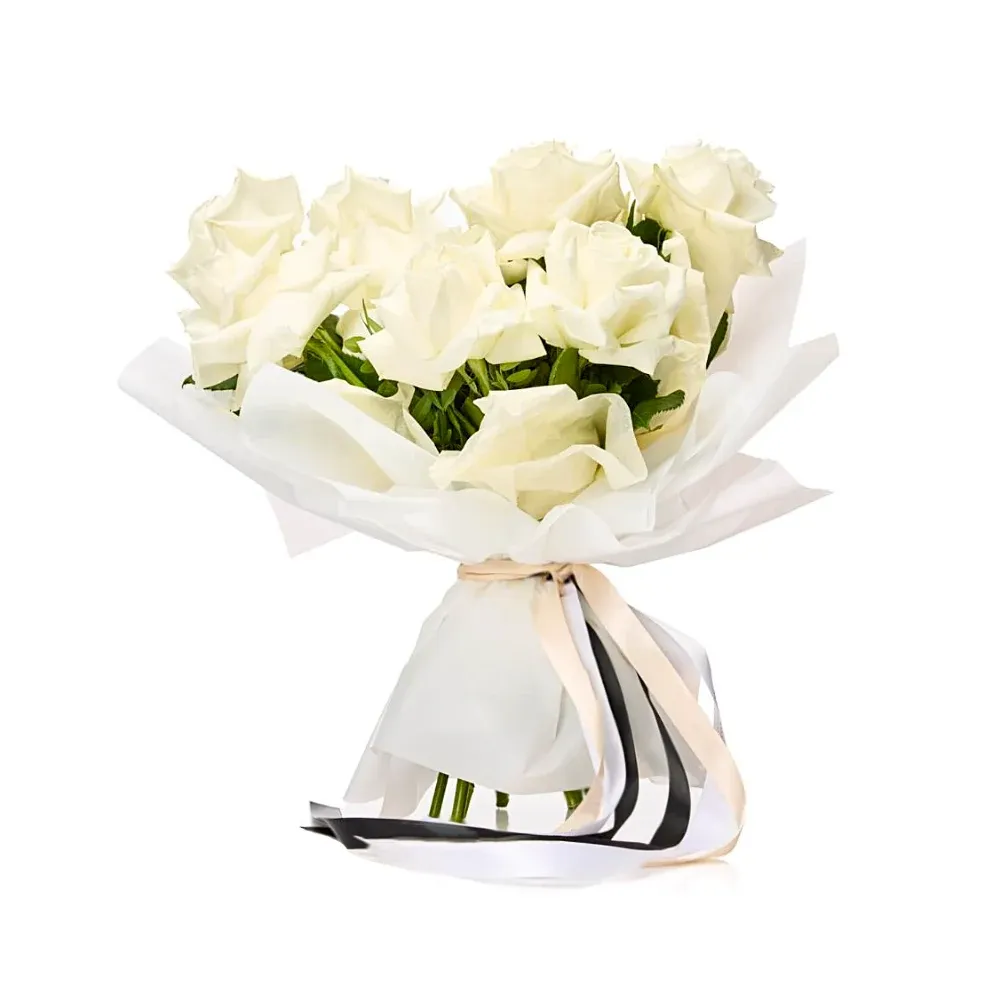 Букет из 11 белых вывернутых роз